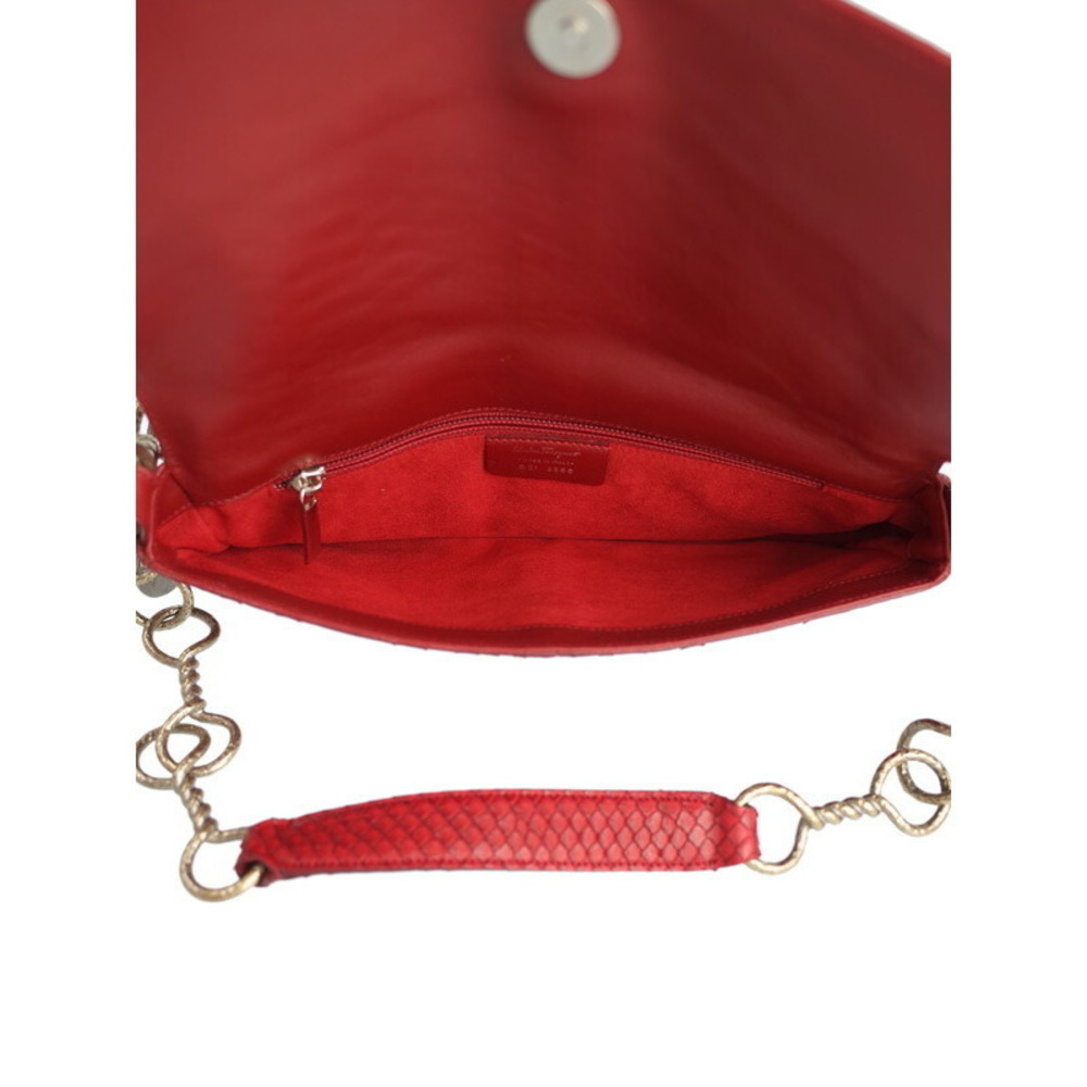 Ferragamo Python Chain Shoulder Bag Red - image 3